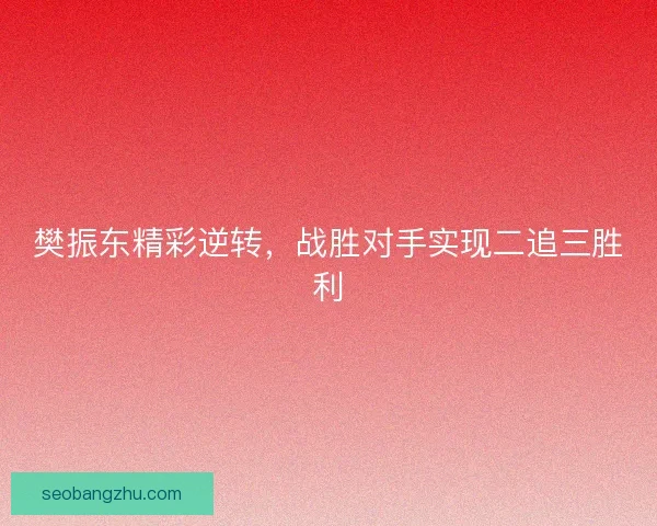 樊振东精彩逆转，战胜对手实现二追三胜利