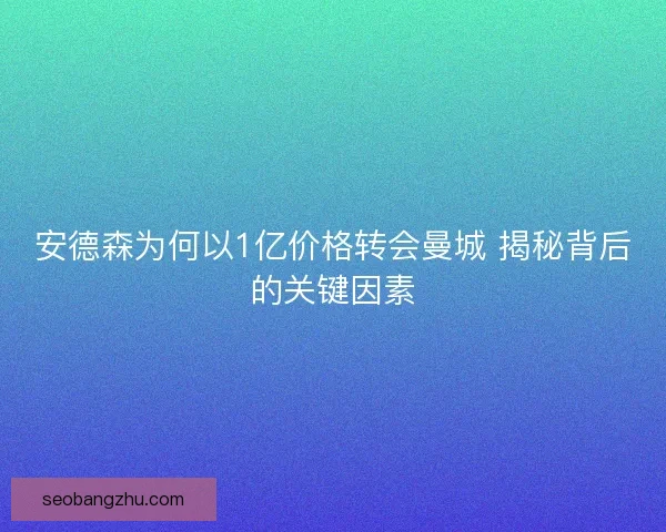 安德森为何以1亿价格转会曼城 揭秘背后的关键因素