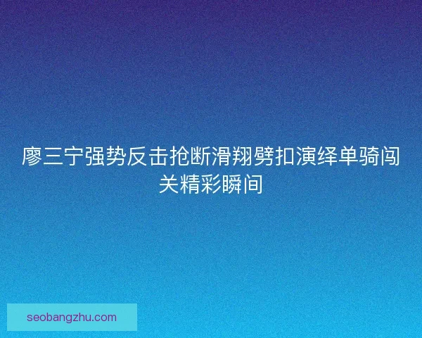廖三宁强势反击抢断滑翔劈扣演绎单骑闯关精彩瞬间