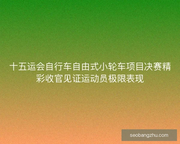 十五运会自行车自由式小轮车项目决赛精彩收官见证运动员极限表现